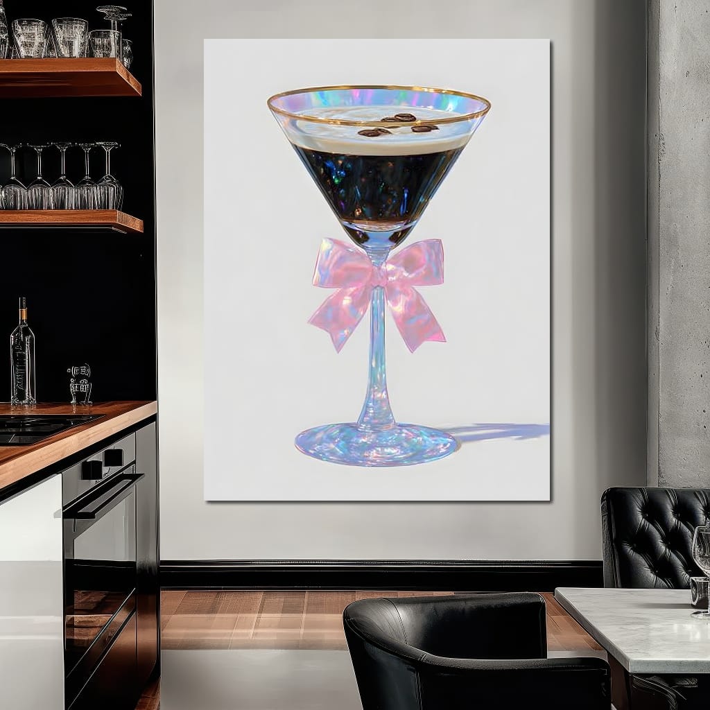 Iridescent Espresso Martini Bow Canvas Wall Art