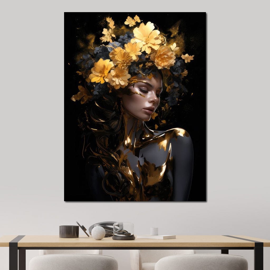 Floral Elegance Crown Canvas Wall Art