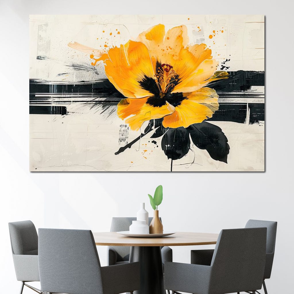 Golden Petal Contrast Canvas Wall Art
