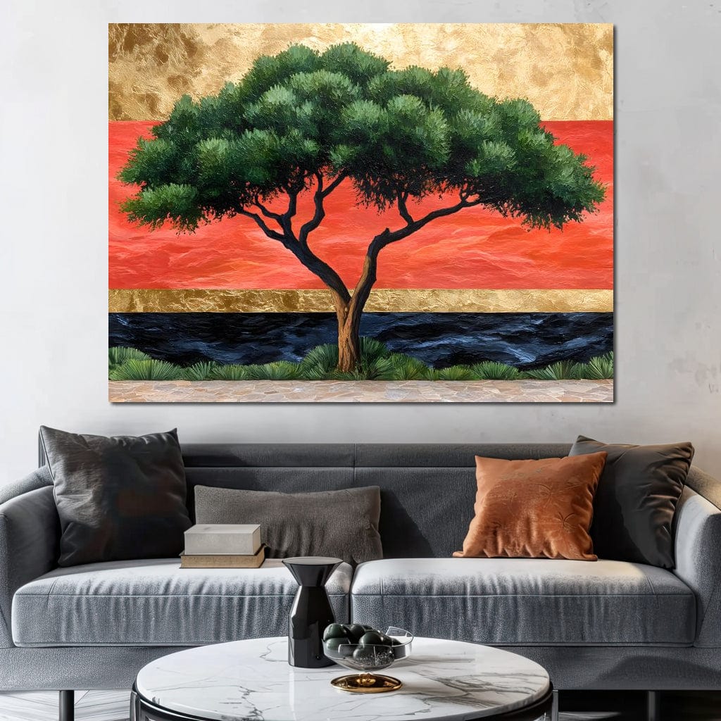 Majestic Dawn Tree Harmony Canvas Wall Art
