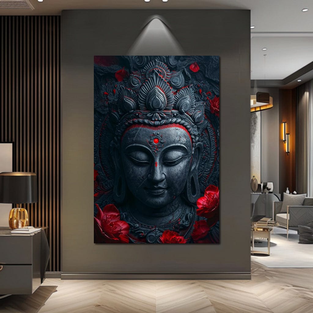 Buddha's Crimson Nirvana Canvas Wall Art
