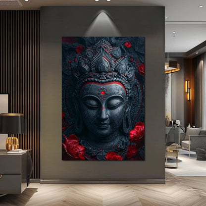 Buddha's Crimson Nirvana Canvas Wall Art