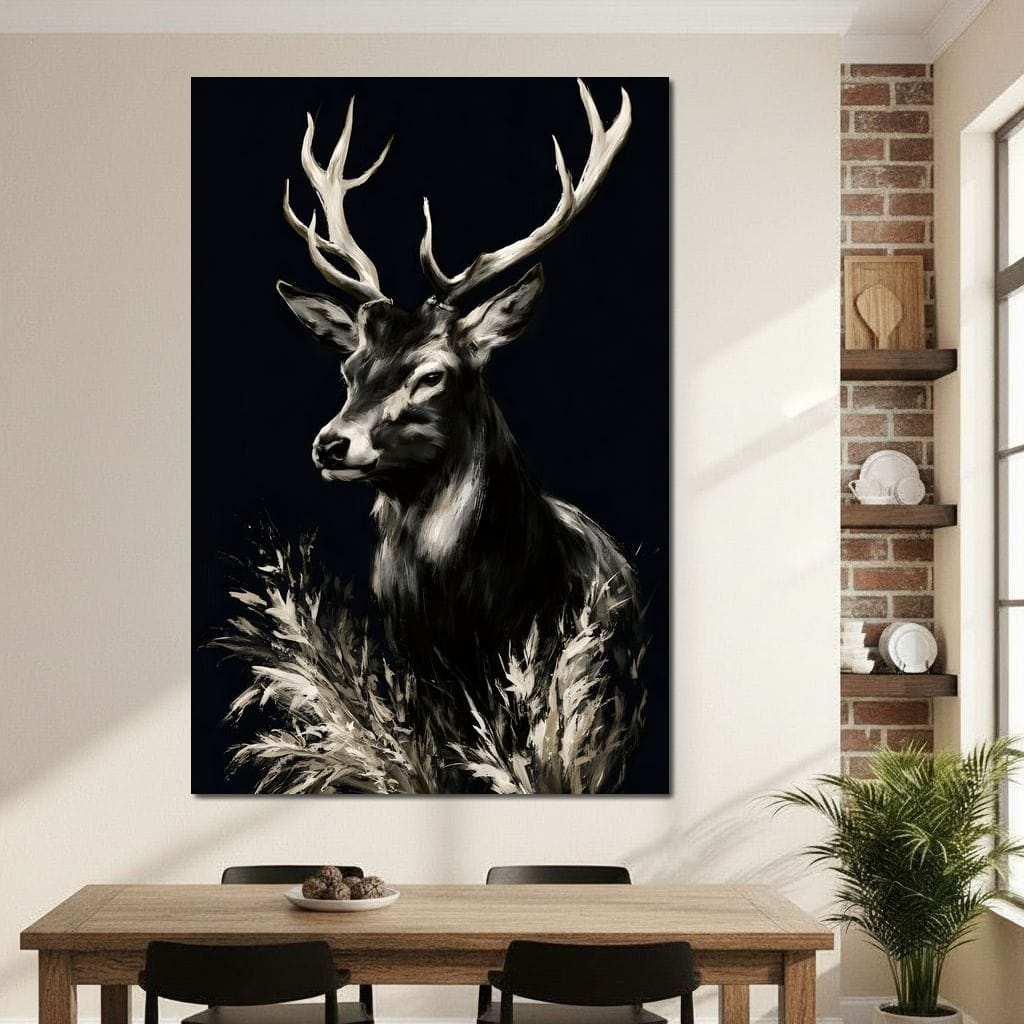 Silent Guardian of the Winter Grass Canvas Wall Art