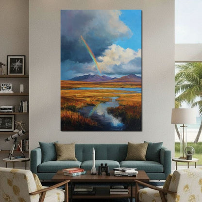 Rainbow Over Highland Moorland Canvas Wall Art