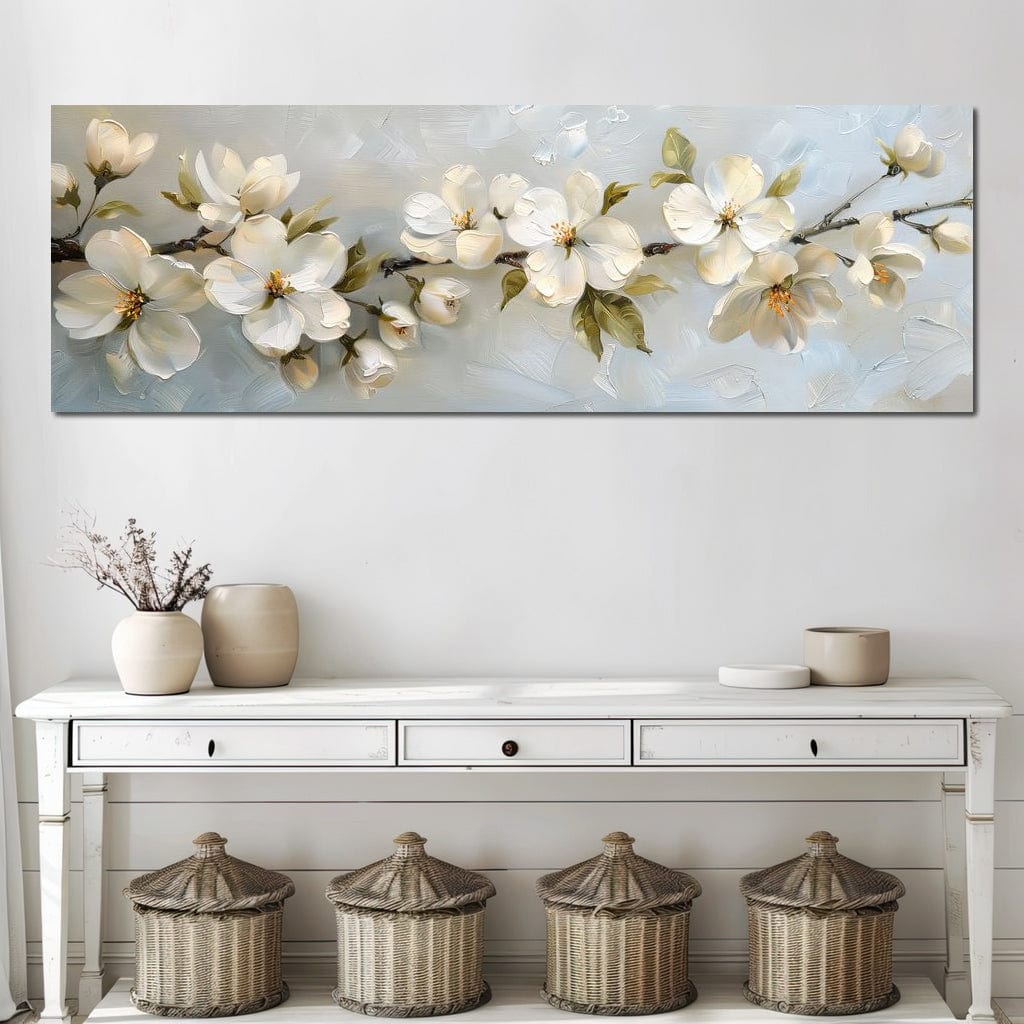 Blossoming Alabaster Flowers Canvas Wall Art