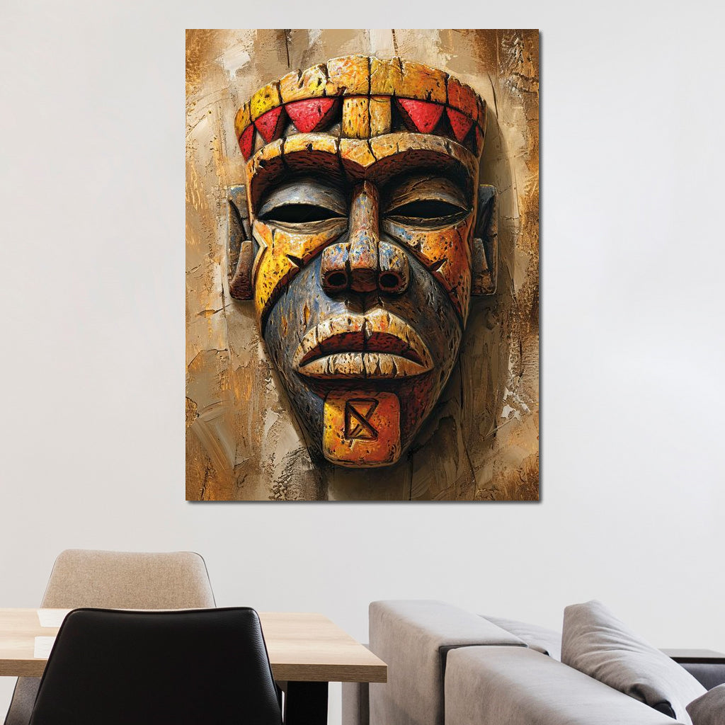 Ancient Tribal Mask Vibrance Canvas Wall Art