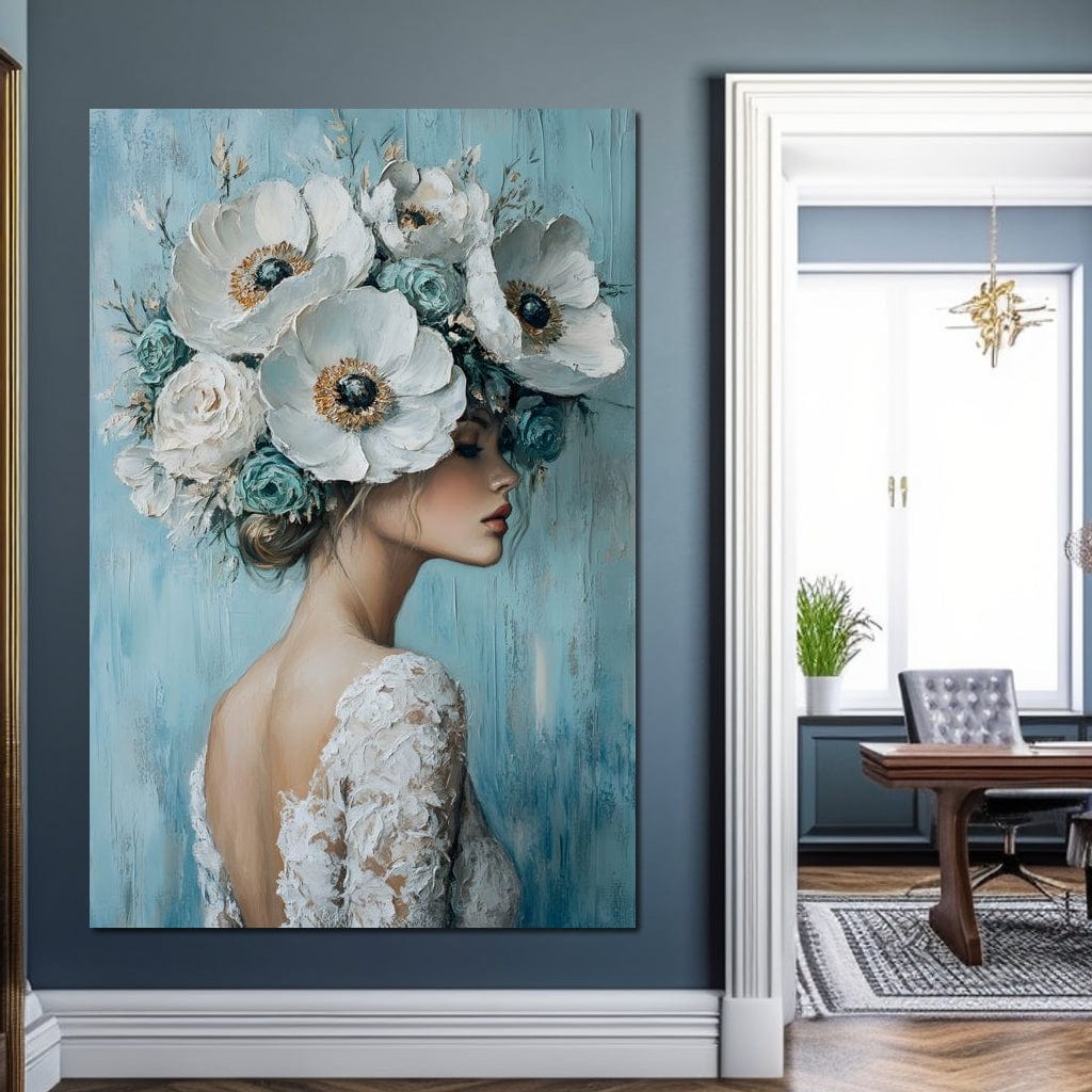 Petal Crowned Bridal Elegance Canvas Wall Art