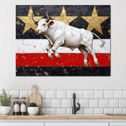 Bull Odyssey Across Stars Canvas Wall Art