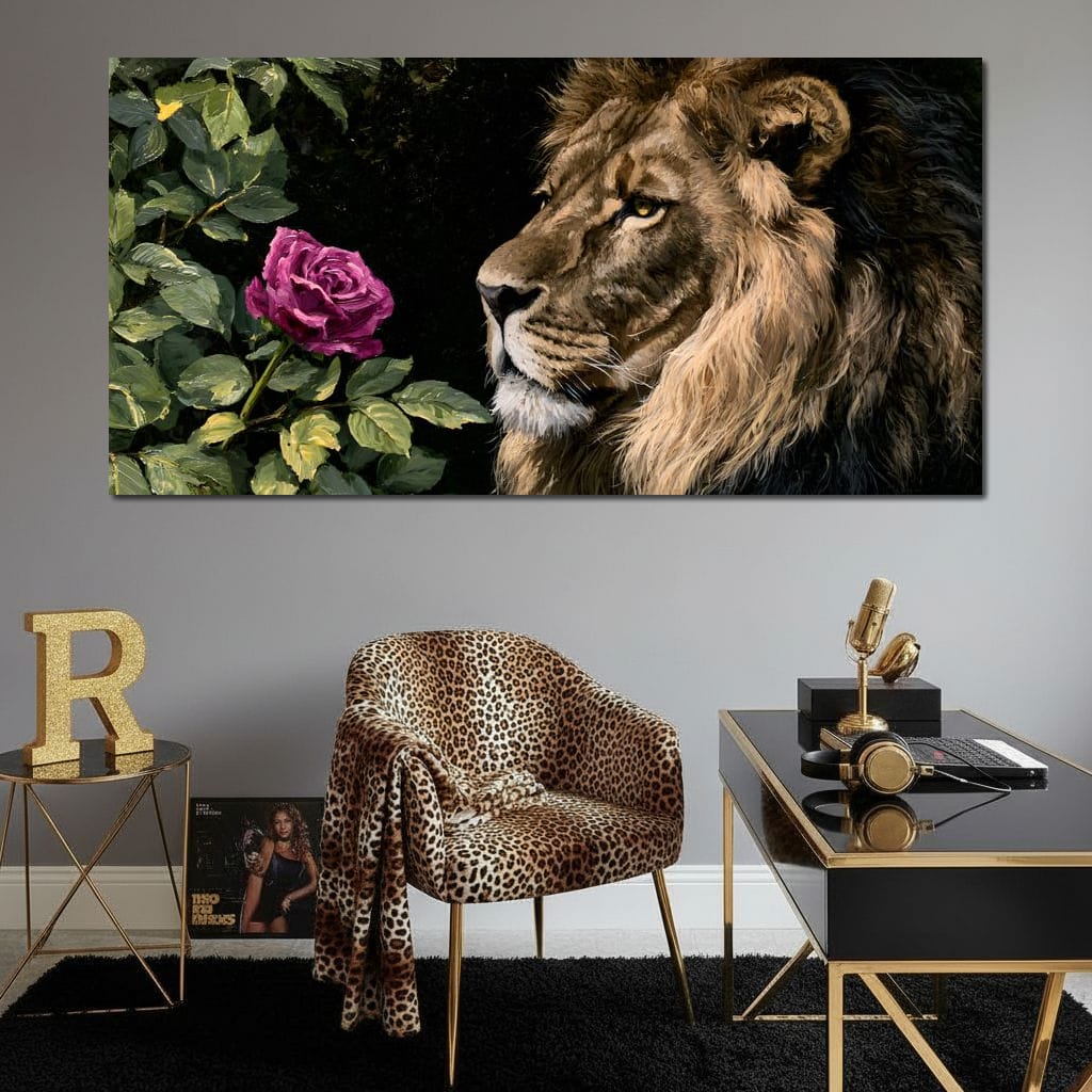 Gentle King Lion Finds Solitude Canvas Wall Art