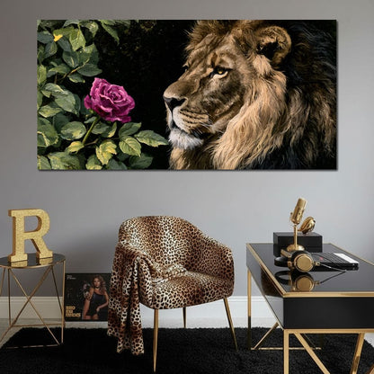 Gentle King Lion Finds Solitude Canvas Wall Art