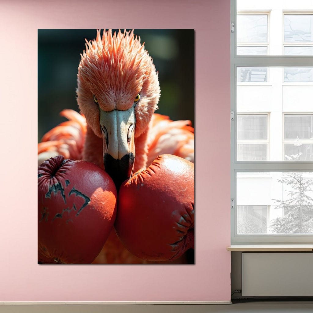 Flamingo Pugilist Canvas Wall Art