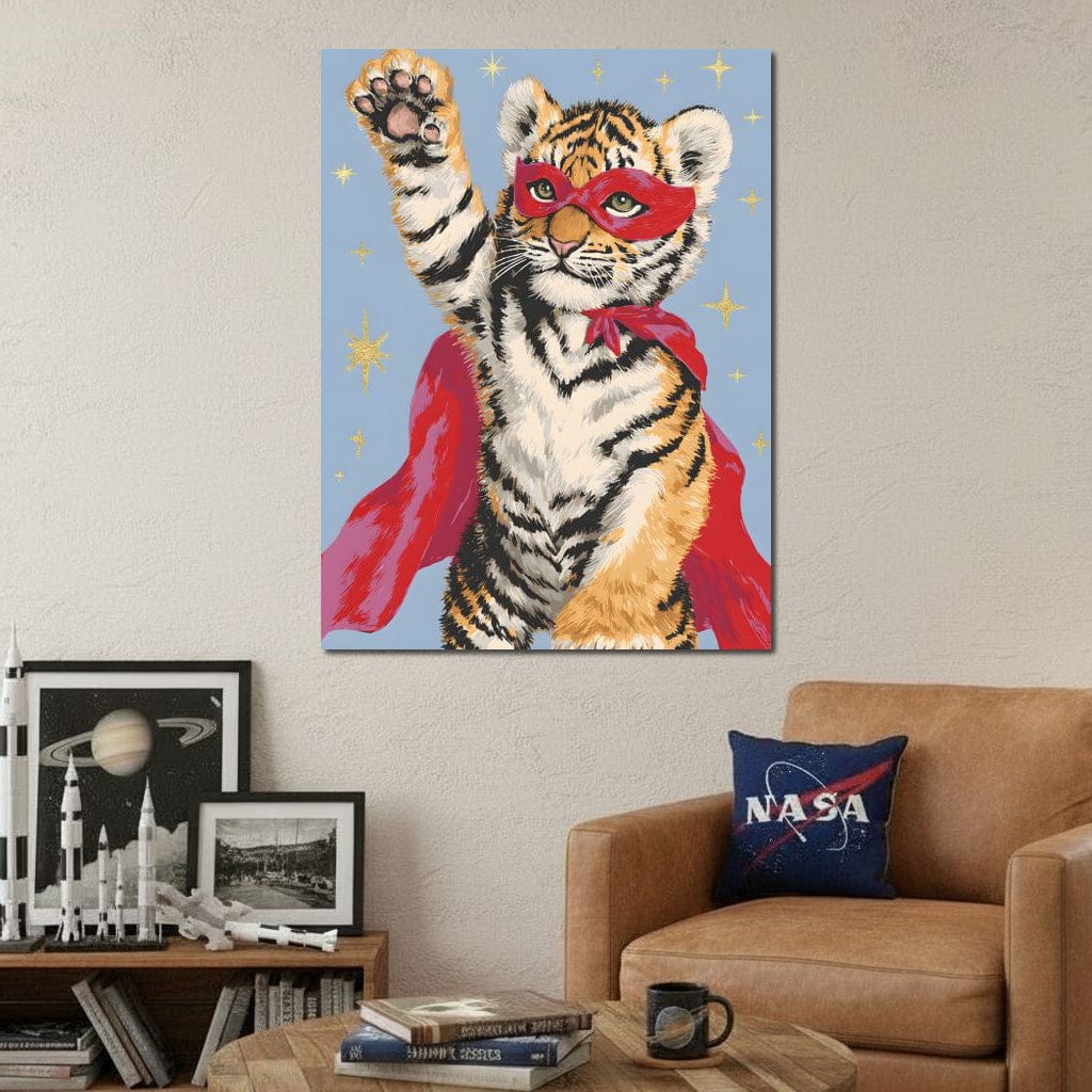 Superhero Tiger Cub Rising Canvas Wall Art