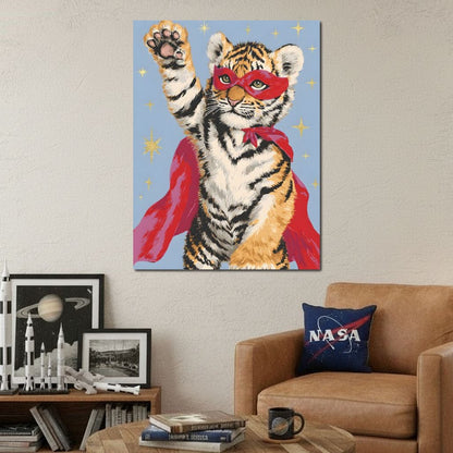 Superhero Tiger Cub Rising Canvas Wall Art