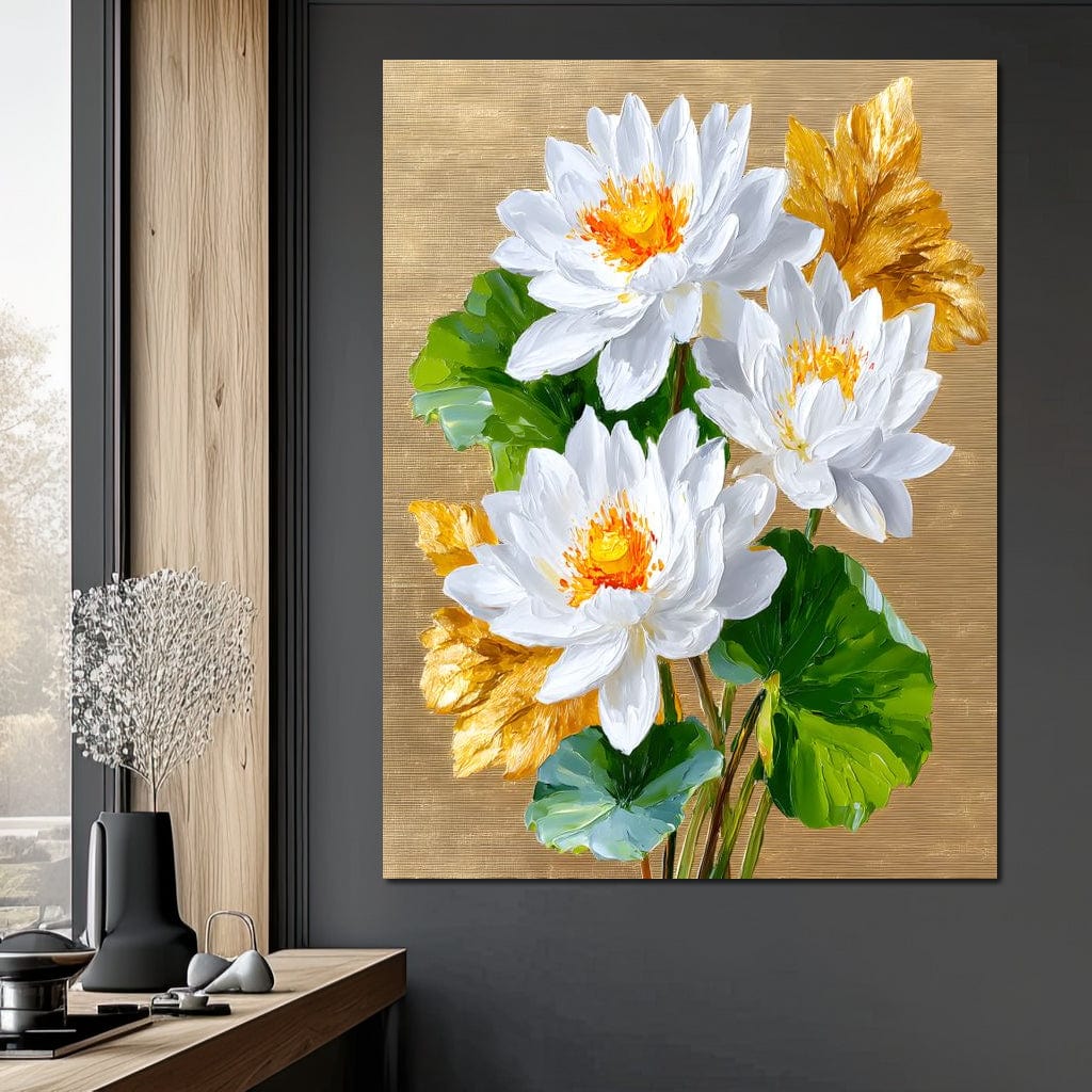 Golden Lotus Dreams Unfold Canvas Wall Art