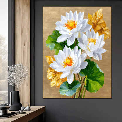 Golden Lotus Dreams Unfold Canvas Wall Art