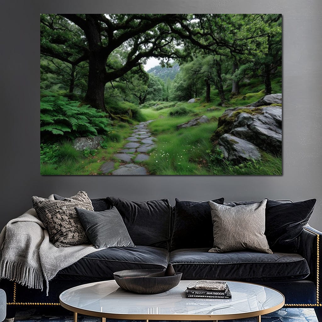 Emerald Forest Stone Pathway Canvas Wall Art