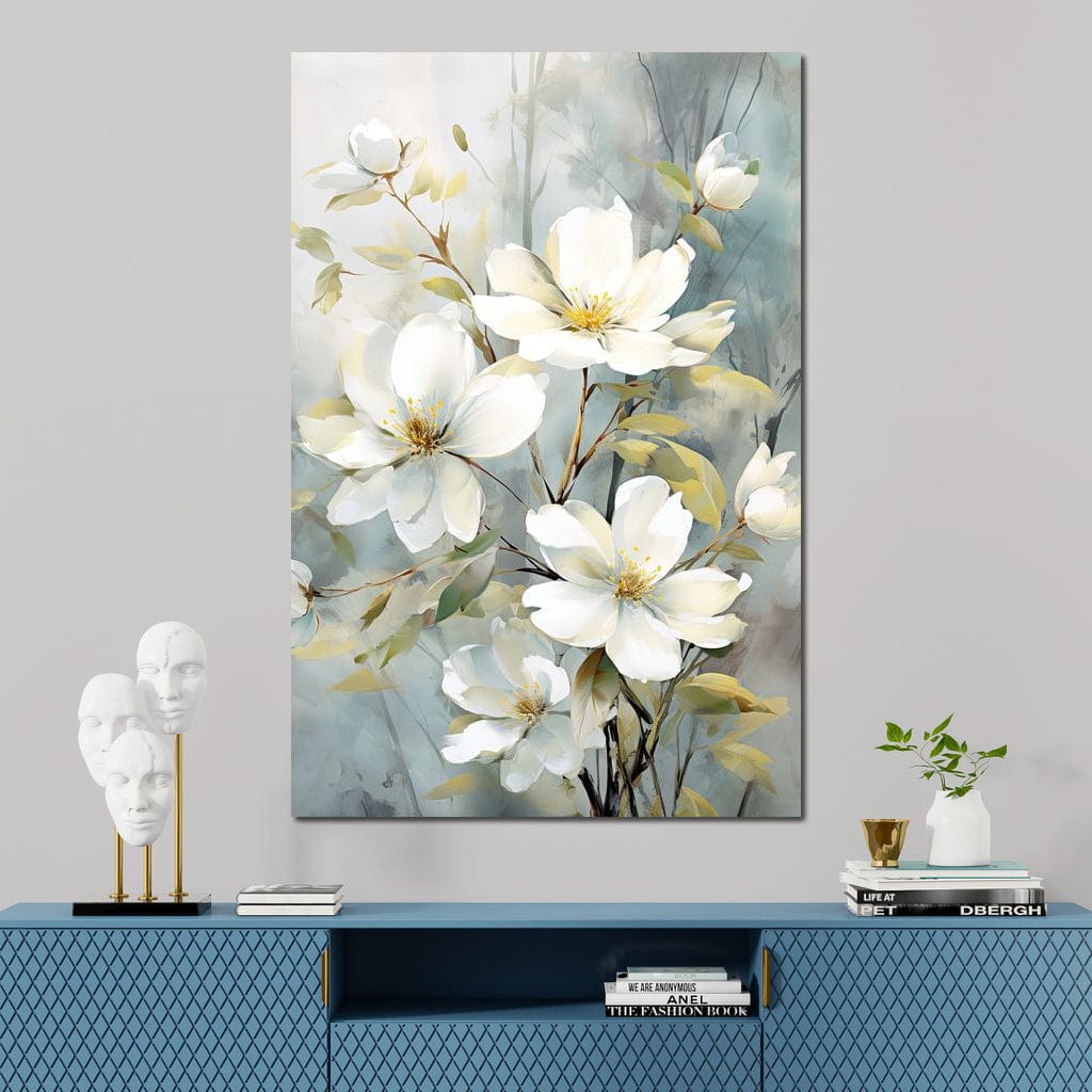 Ethereal Blooms in Mist Canvas Wall Art
