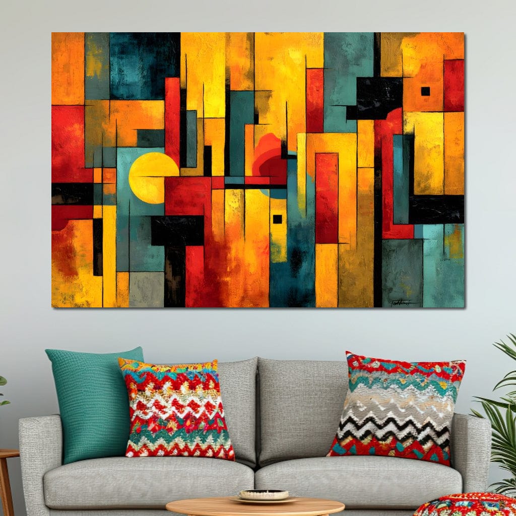 Geometric Dawn Spectrum Canvas Wall Art