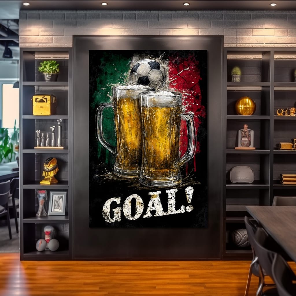 Italian Football Beer Goal Canvas Wall Art