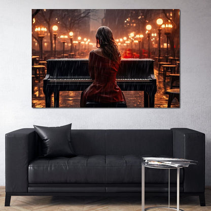 Piano Songbird Canvas Wall Art