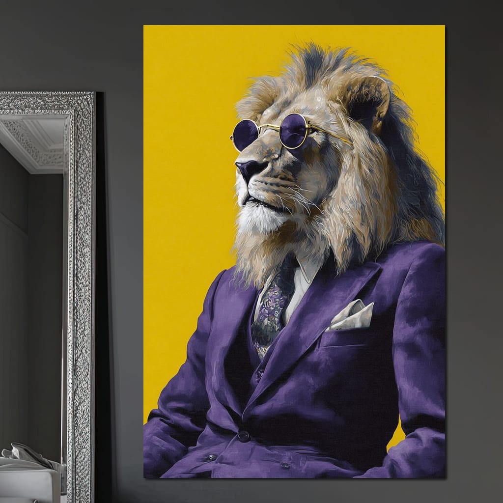 Regal Lion Boss Violet Suit Canvas Wall Art