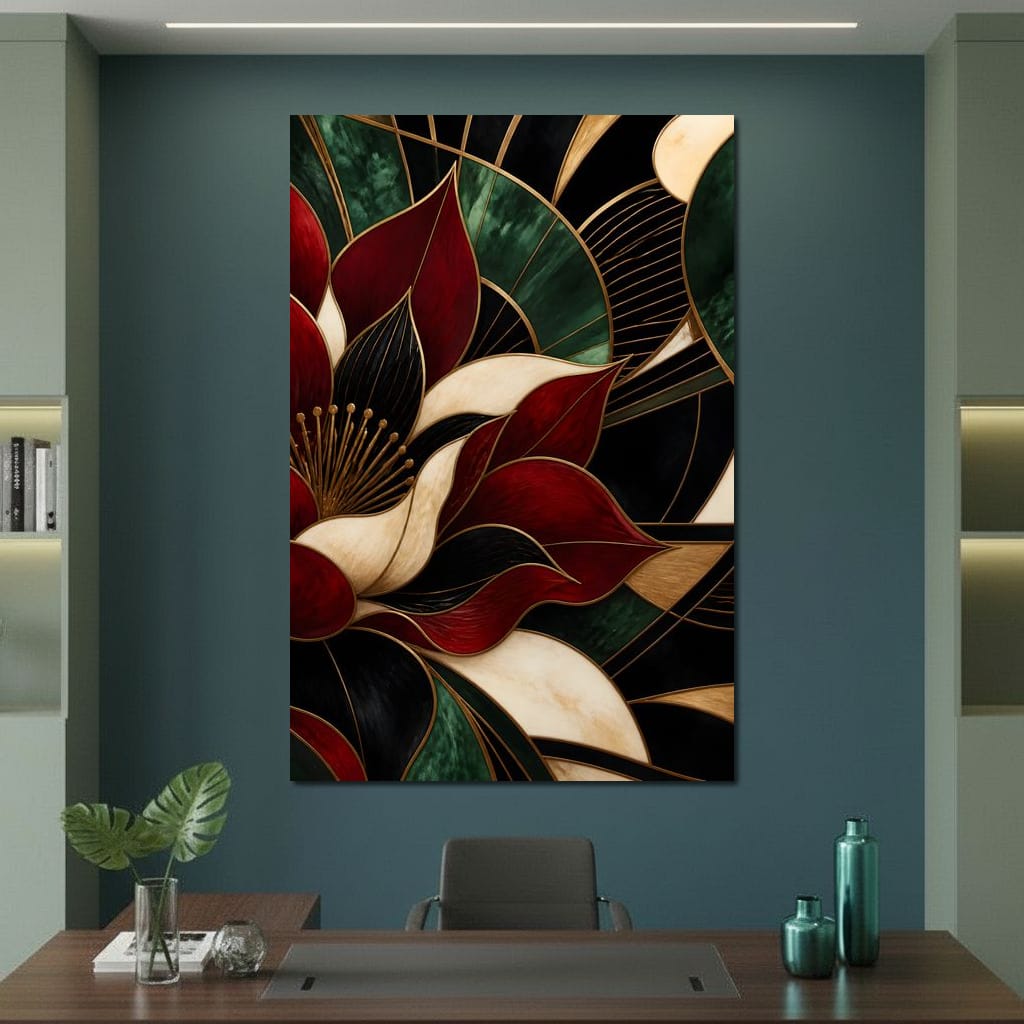 Gilded Petal Geometry Canvas Wall Art