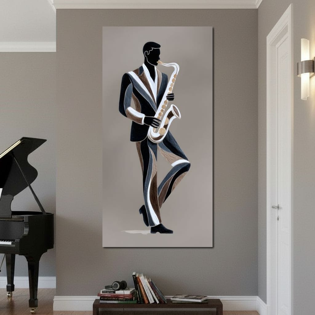 Midnight Jazz Sax Player Elegance Canvas Wall Art