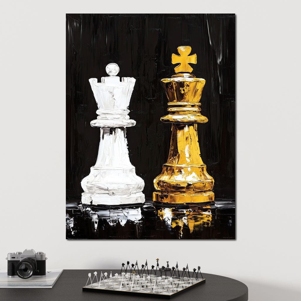 Regal Duel Monochrome Majesty Canvas Wall Art