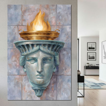 Liberty Torch Flame Portrait Canvas Wall Art