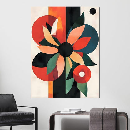 Abstract Floral Geometric Burst Canvas Wall Art