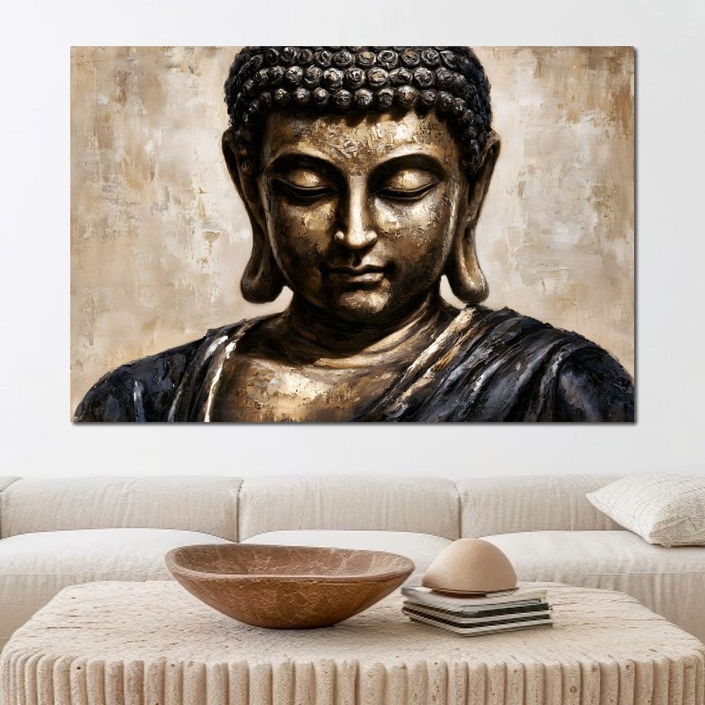 Golden Stillness Of Inner Reflection Canvas Wall Art