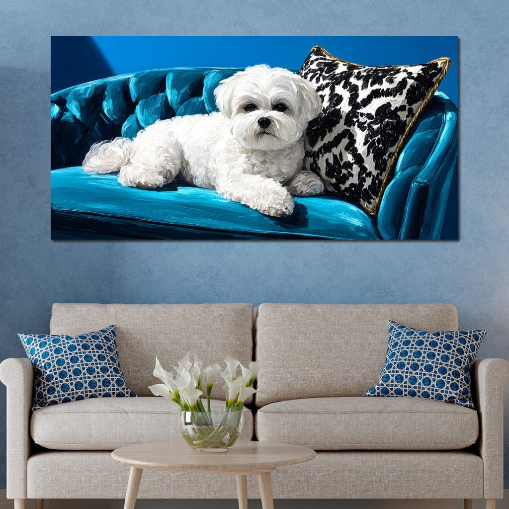 Plush Paws on Teal Dreams Canvas Wall Art