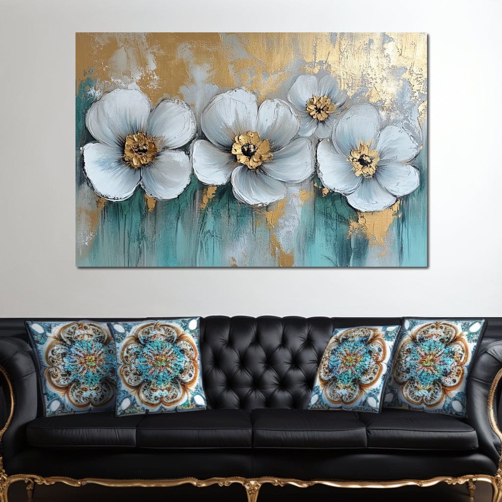 Golden Petals Dreamscape Blooms Canvas Wall Art