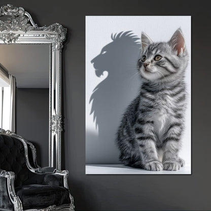 Brave Kitten Lion Shadow Canvas Wall Art