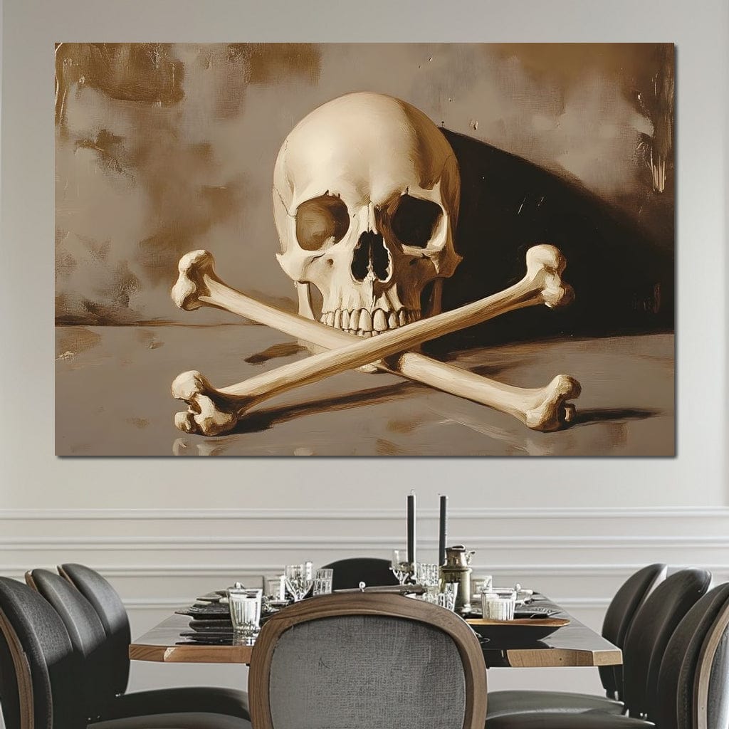 Sepia Skull And Crossbones Still Canvas Wall Art