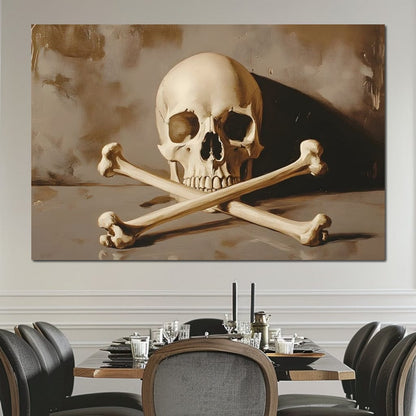 Sepia Skull And Crossbones Still Canvas Wall Art