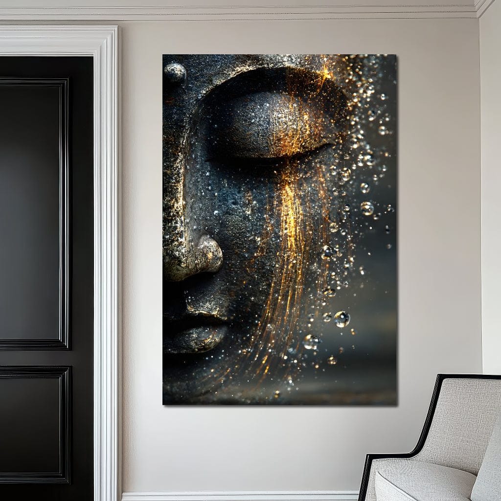 Golden Tranquil Buddha Flow Canvas Wall Art