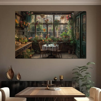 Backyard Floral Kitchen Canvas Wall Art