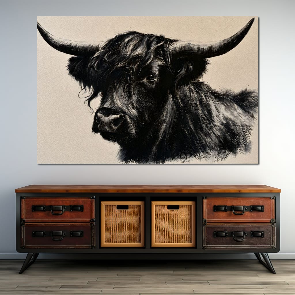 Solitary Guardian of the Highland Plains Canvas Wall Art