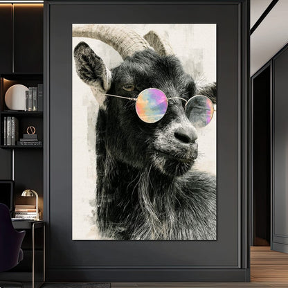 Stray Goat With A Painted Perspective Canvas Wall Art