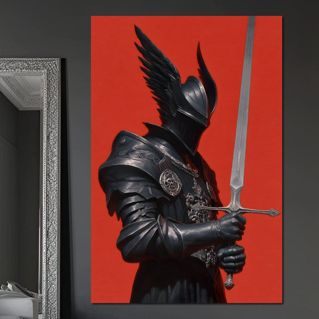 Midnight Vanguard Knight Oath Canvas Wall Art