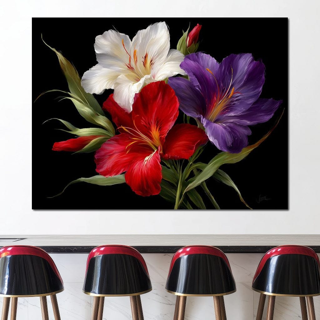 Gladiolus Garden Noir Bloom Canvas Wall Art