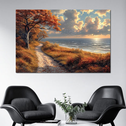 Autumn Seaside Reverie Canvas Wall Art