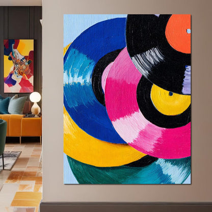 Color Spin Retro Vinyl Rhythm Canvas Wall Art