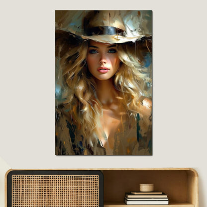 Golden Serenity Portrait Canvas Wall Art
