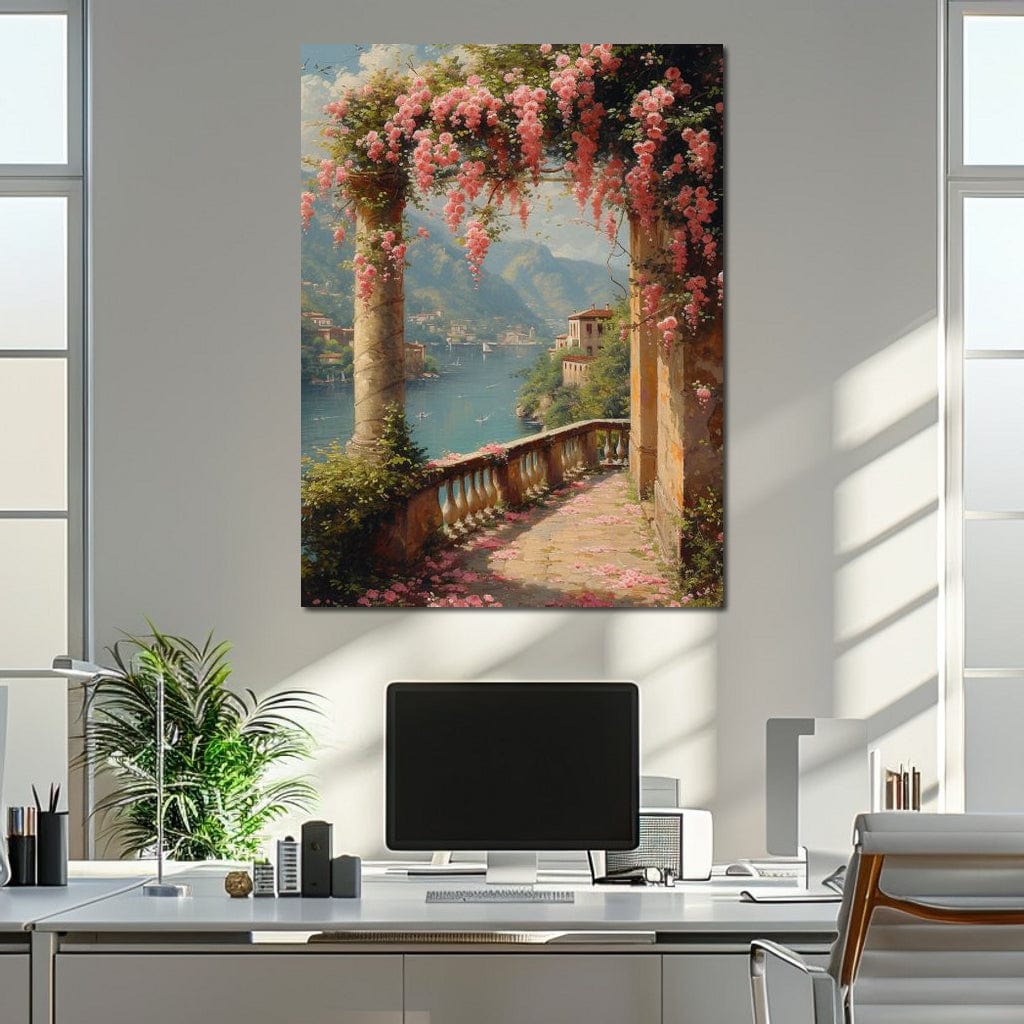 Blossomed Lakeside Retreat Canvas Wall Art