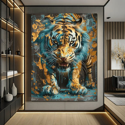Majestic Radiance of a Golden Tiger Canvas Wall Art