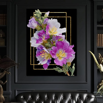 Golden Frame Petal Radiance Canvas Wall Art