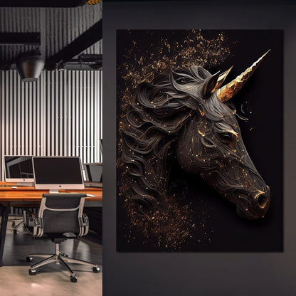 Black Unicorn Canvas Wall Art
