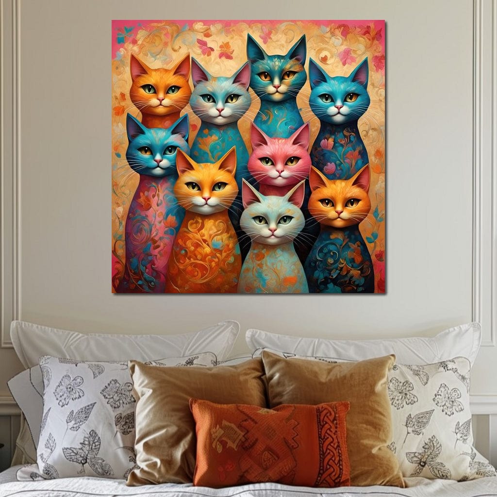 Cat Kaleidoscope Canvas Wall Art